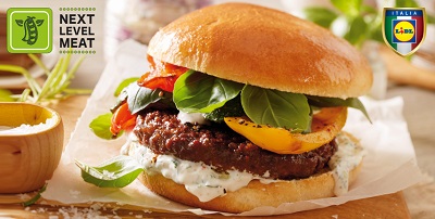 Lidl lancia “next level”, burger a zero emissioni, completamente vegetale e con il gusto della carne