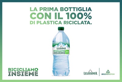 Levissima realizza la prima bottiglia con il 100% di plastica riciclata